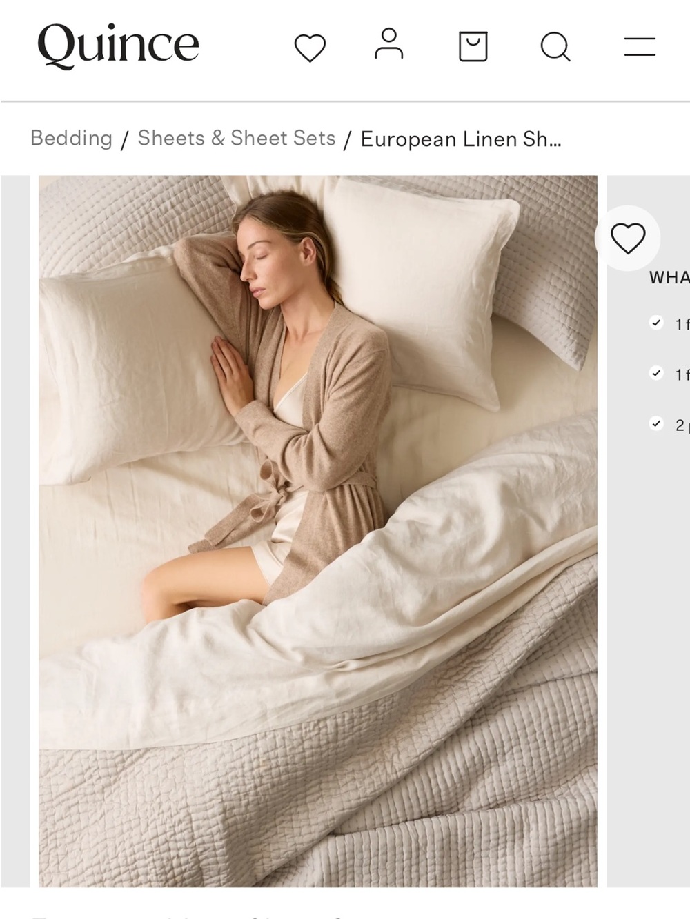 Quince Ivory Linen Duvet Cover, Sheet Set, 6 Pillow Cases